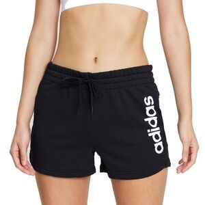 Adidas Black Essential Linear Graphic Logo High Rise Sweat Shorts
